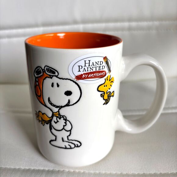 Peanuts Snoopy Woodstock Fall Halloween Hand Painted 2 Sided 16 oz. Coffee Mug H - Picture 4 of 7